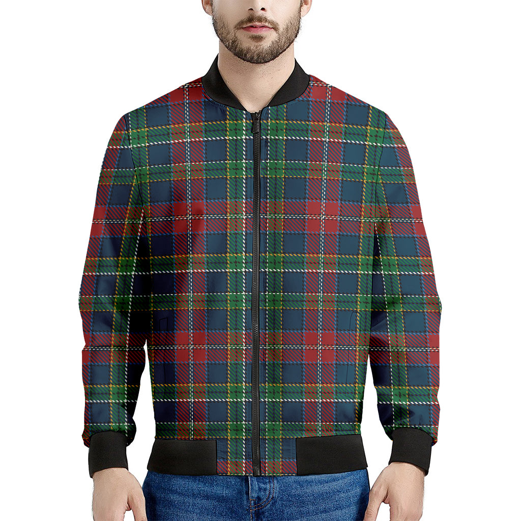 Blue Green And Red Scottish Plaid Print Men's Bomber Jacket
