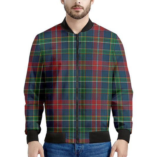 Blue Green And Red Scottish Plaid Print Men's Bomber Jacket