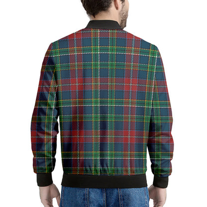 Blue Green And Red Scottish Plaid Print Men's Bomber Jacket