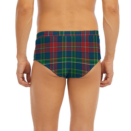Blue Green And Red Scottish Plaid Print Men's Briefs