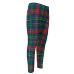 Blue Green And Red Scottish Plaid Print Men's Compression Pants