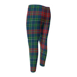 Blue Green And Red Scottish Plaid Print Men's Compression Pants