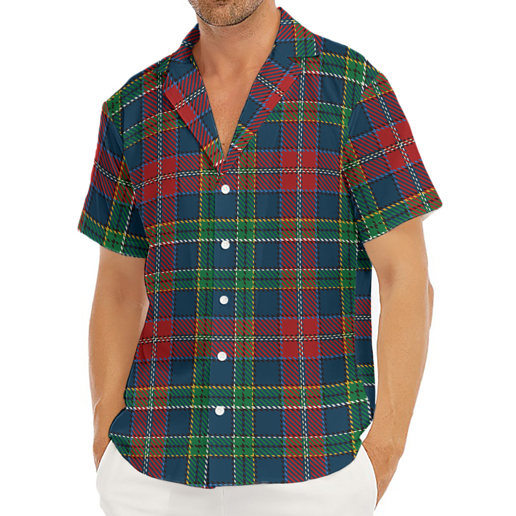 Blue Green And Red Scottish Plaid Print Men's Deep V-Neck Shirt