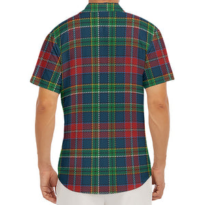 Blue Green And Red Scottish Plaid Print Men's Deep V-Neck Shirt