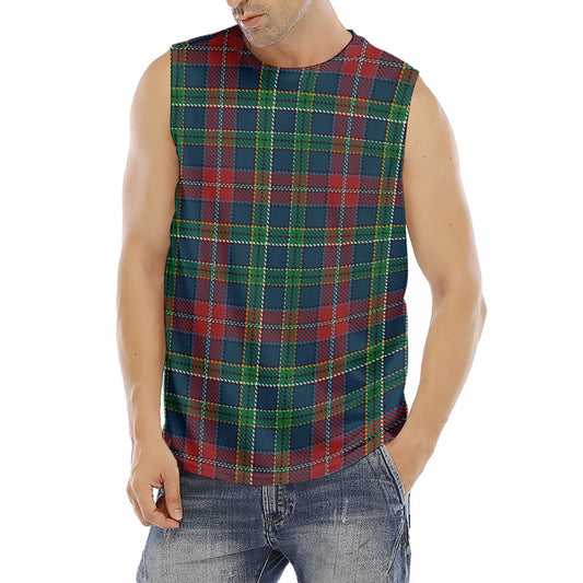 Blue Green And Red Scottish Plaid Print Men's Fitness Tank Top