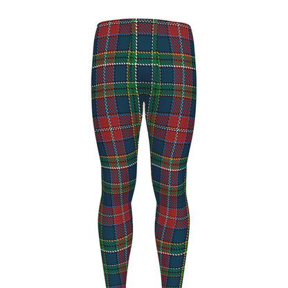 Blue Green And Red Scottish Plaid Print Men's leggings