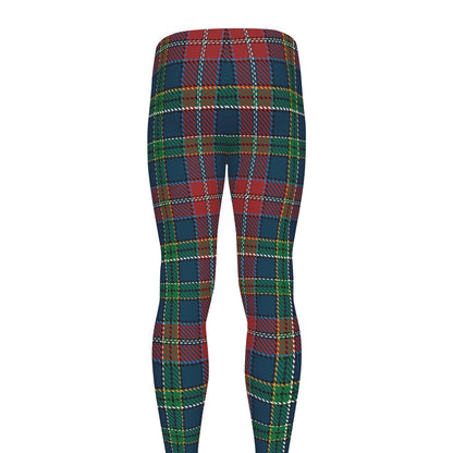 Blue Green And Red Scottish Plaid Print Men's leggings