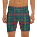 Blue Green And Red Scottish Plaid Print Men's Long Boxer Briefs