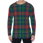 Blue Green And Red Scottish Plaid Print Men's Long Sleeve T-Shirt