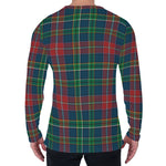 Blue Green And Red Scottish Plaid Print Men's Long Sleeve T-Shirt