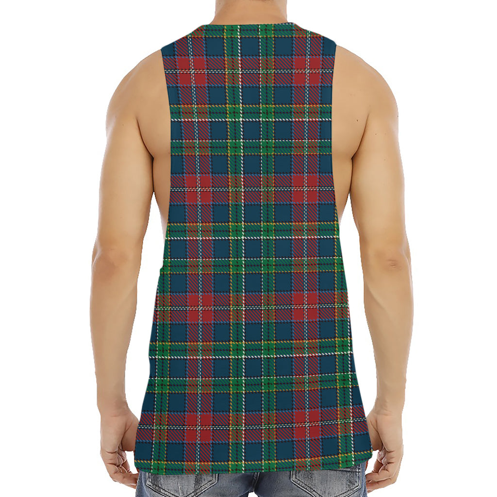 Blue Green And Red Scottish Plaid Print Men's Muscle Tank Top