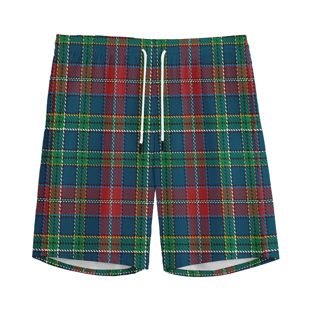Blue Green And Red Scottish Plaid Print Men's Sports Shorts