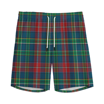 Blue Green And Red Scottish Plaid Print Men's Sports Shorts