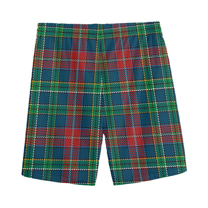 Blue Green And Red Scottish Plaid Print Men's Sports Shorts