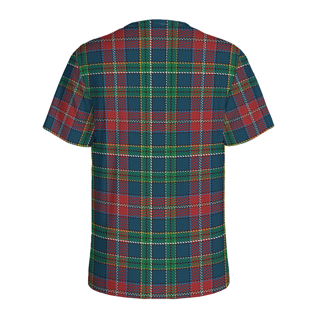 Blue Green And Red Scottish Plaid Print Men's Sports T-Shirt