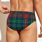 Blue Green And Red Scottish Plaid Print Men's Swim Briefs