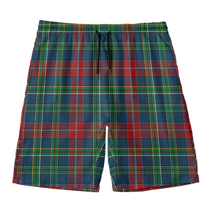 Blue Green And Red Scottish Plaid Print Men's Swim Trunks