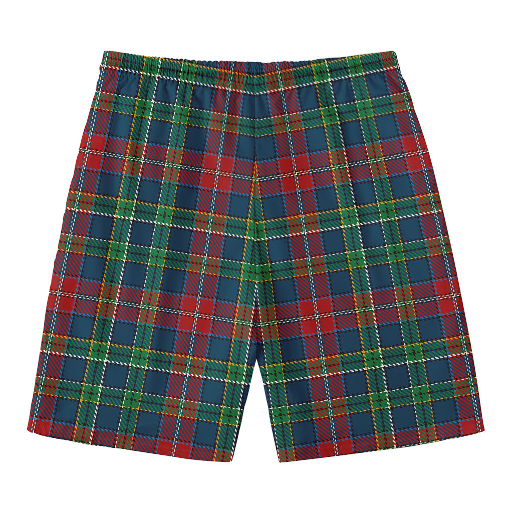 Blue Green And Red Scottish Plaid Print Men's Swim Trunks