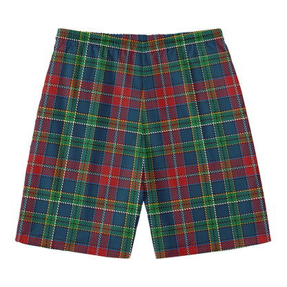 Blue Green And Red Scottish Plaid Print Men's Swim Trunks