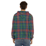 Blue Green And Red Scottish Plaid Print Men's Velvet Pullover Hoodie