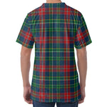 Blue Green And Red Scottish Plaid Print Men's Velvet T-Shirt