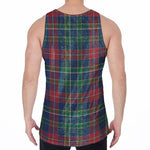 Blue Green And Red Scottish Plaid Print Men's Velvet Tank Top