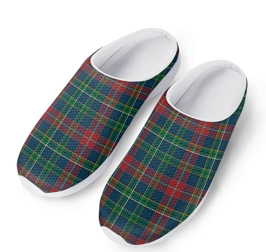 Blue Green And Red Scottish Plaid Print Mesh Casual Shoes