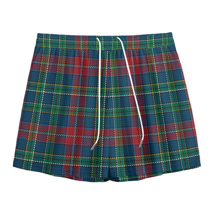 Blue Green And Red Scottish Plaid Print Mesh Shorts