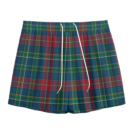 Blue Green And Red Scottish Plaid Print Mesh Shorts