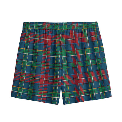 Blue Green And Red Scottish Plaid Print Mesh Shorts