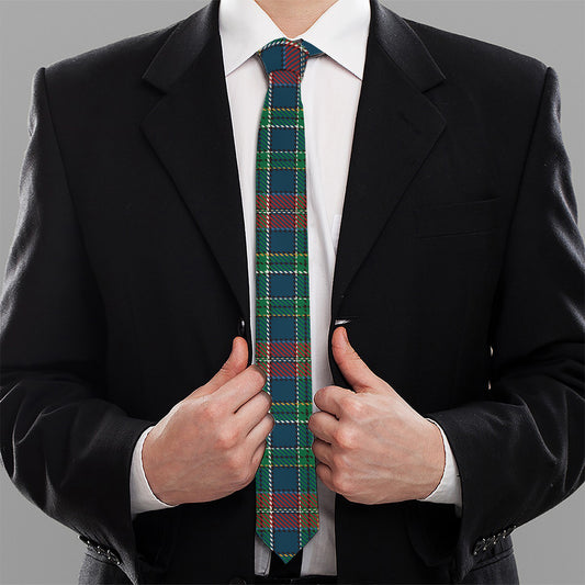Blue Green And Red Scottish Plaid Print Necktie