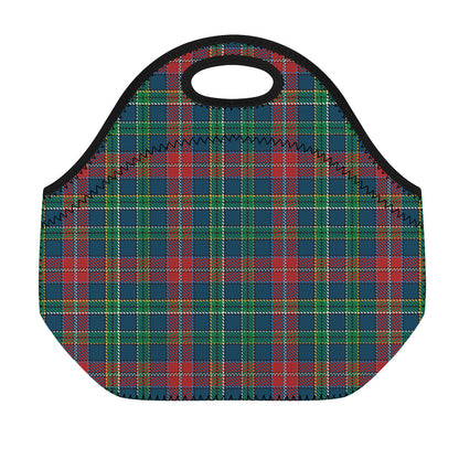 Blue Green And Red Scottish Plaid Print Neoprene Lunch Bag