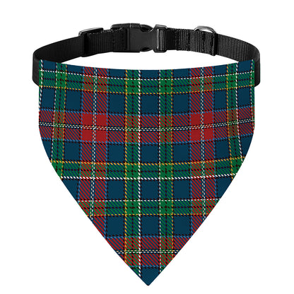 Blue Green And Red Scottish Plaid Print Over The Collar Dog Bandana