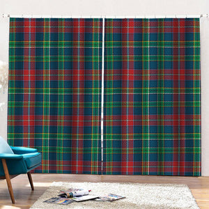 Blue Green And Red Scottish Plaid Print Pencil Pleat Curtains