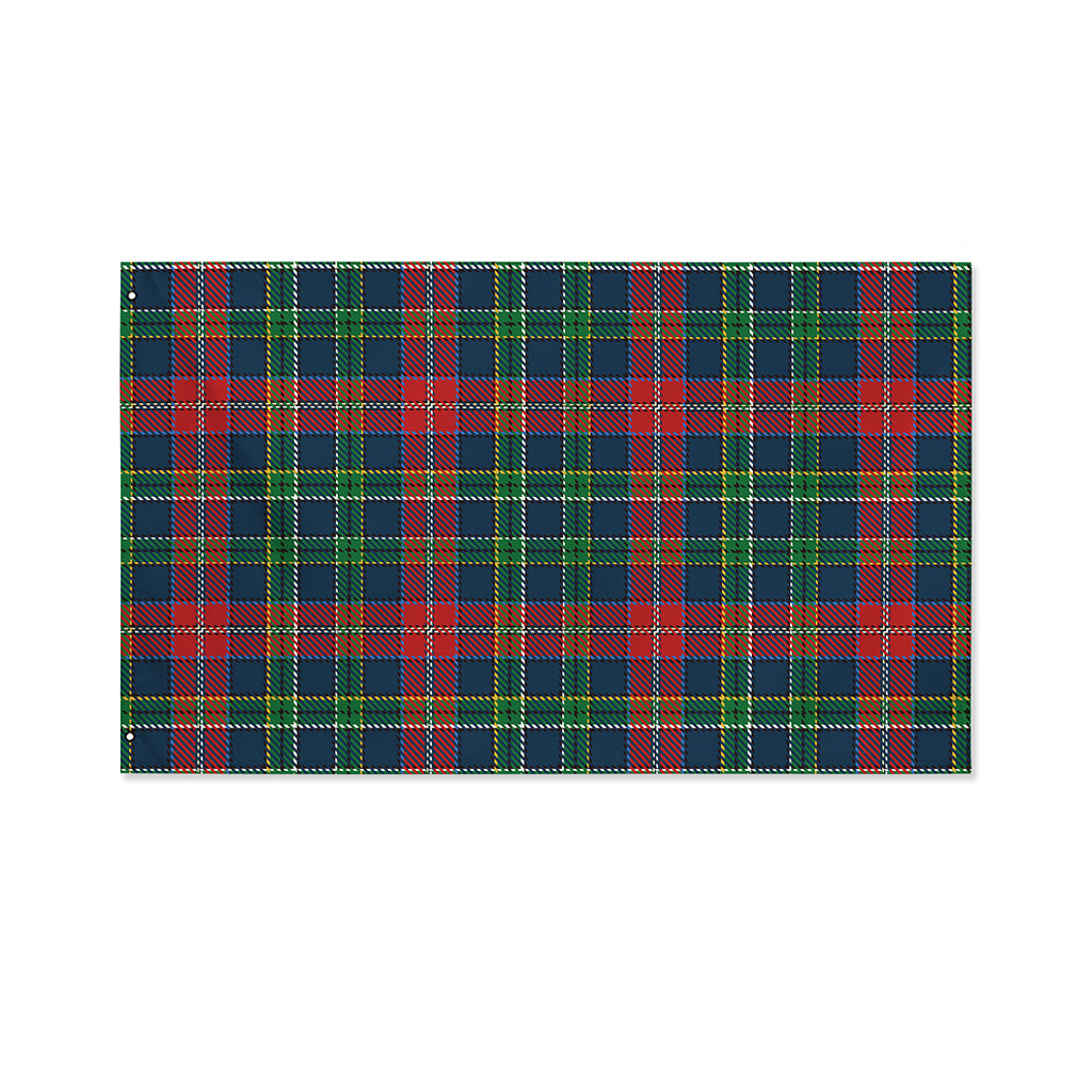 Blue Green And Red Scottish Plaid Print Polyester Flag