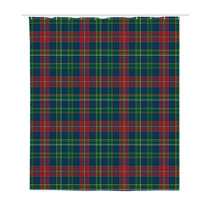 Blue Green And Red Scottish Plaid Print Polyester Shower Curtain