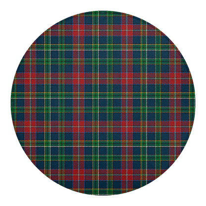 Blue Green And Red Scottish Plaid Print Round Blanket