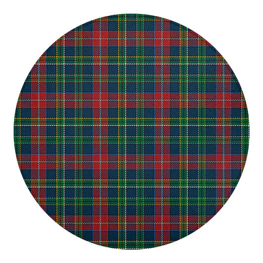 Blue Green And Red Scottish Plaid Print Round Blanket