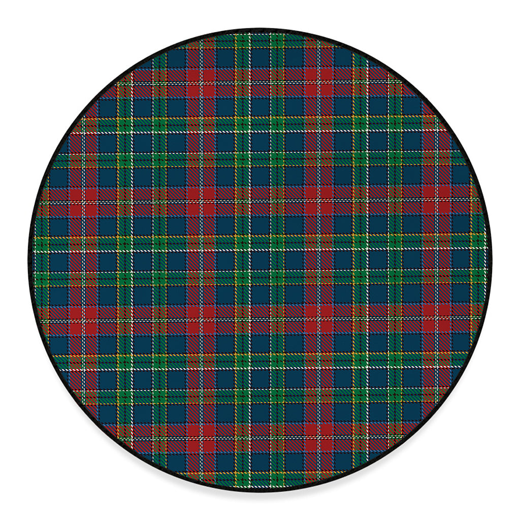 Blue Green And Red Scottish Plaid Print Round Floor Mat