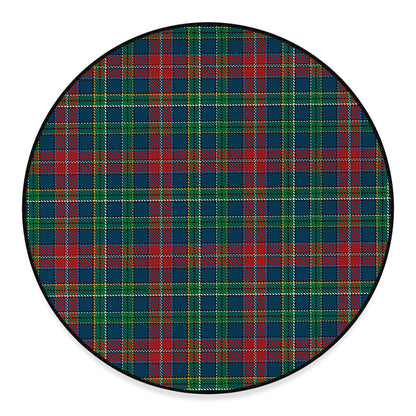 Blue Green And Red Scottish Plaid Print Round Floor Mat