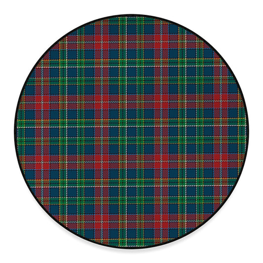 Blue Green And Red Scottish Plaid Print Round Floor Mat