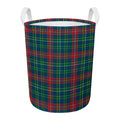 Blue Green And Red Scottish Plaid Print Round Laundry Basket