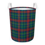 Blue Green And Red Scottish Plaid Print Round Laundry Basket