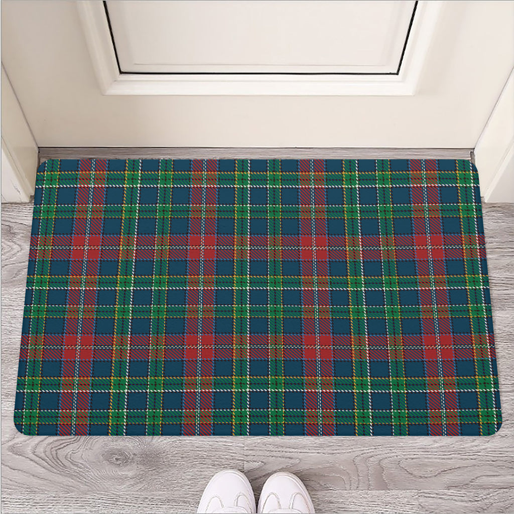 Blue Green And Red Scottish Plaid Print Rubber Doormat
