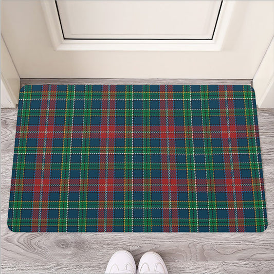 Blue Green And Red Scottish Plaid Print Rubber Doormat