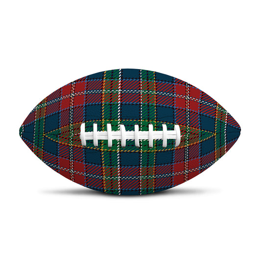 Blue Green And Red Scottish Plaid Print Rugby Ball