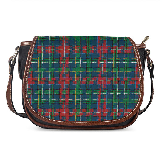 Blue Green And Red Scottish Plaid Print Saddle Bag
