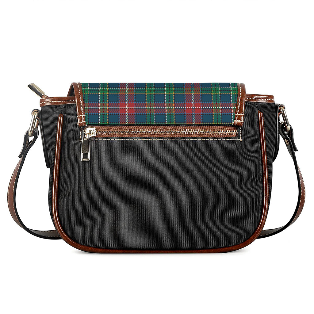 Blue Green And Red Scottish Plaid Print Saddle Bag