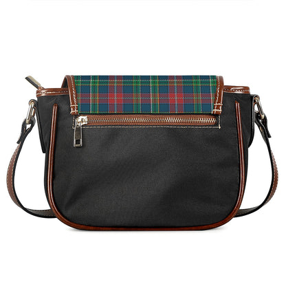 Blue Green And Red Scottish Plaid Print Saddle Bag