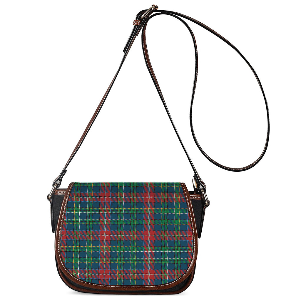 Blue Green And Red Scottish Plaid Print Saddle Bag